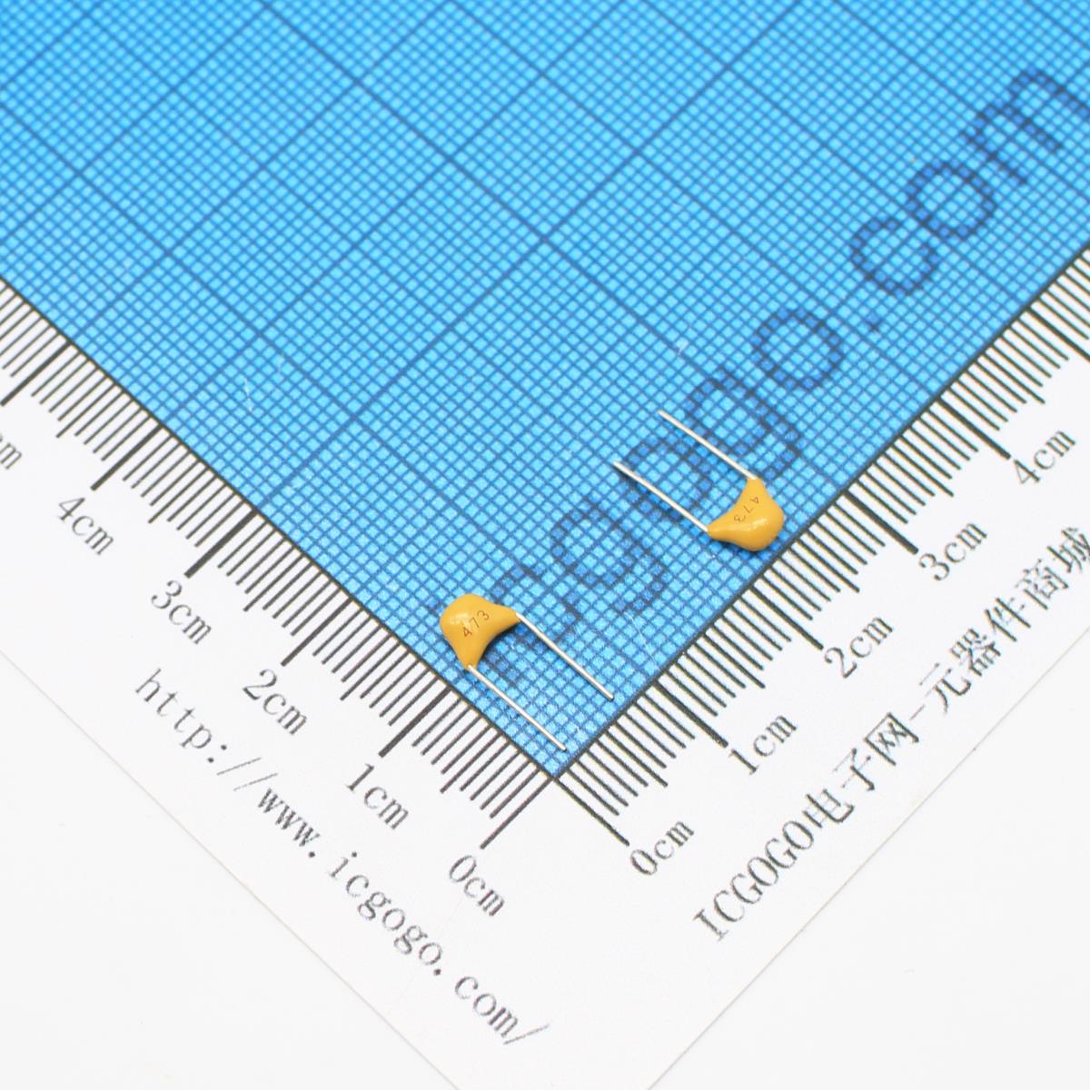 直插独石电容 50v 473K 0.047UF 47NF 47000PF 脚距P=5.08mm ±10%